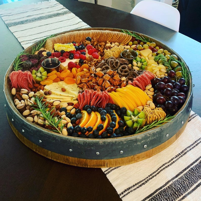 Personalized Reclaimed Whiskey Barrel Sushi Boards With Sauce