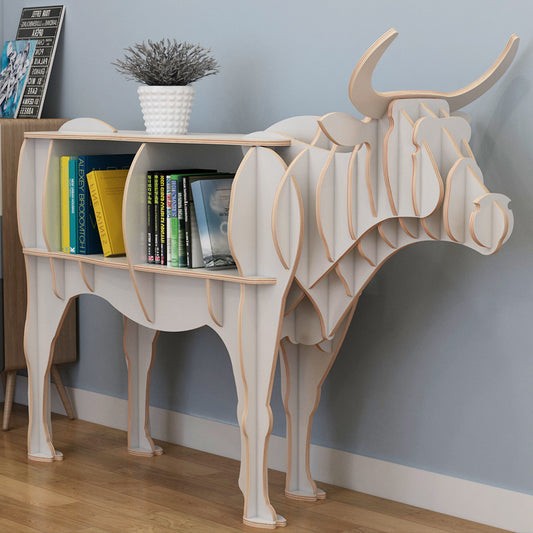 3D Buffalo houten displaystandaard