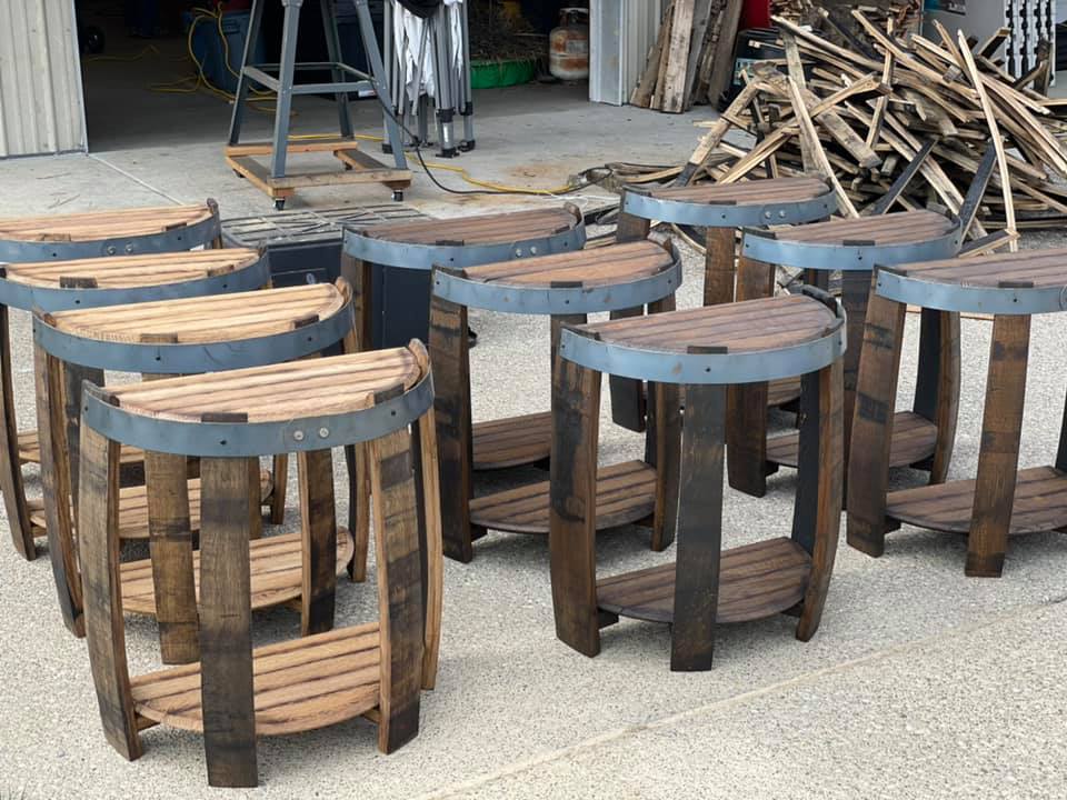 Half End Table Made from Authentic Whiskey Barrel