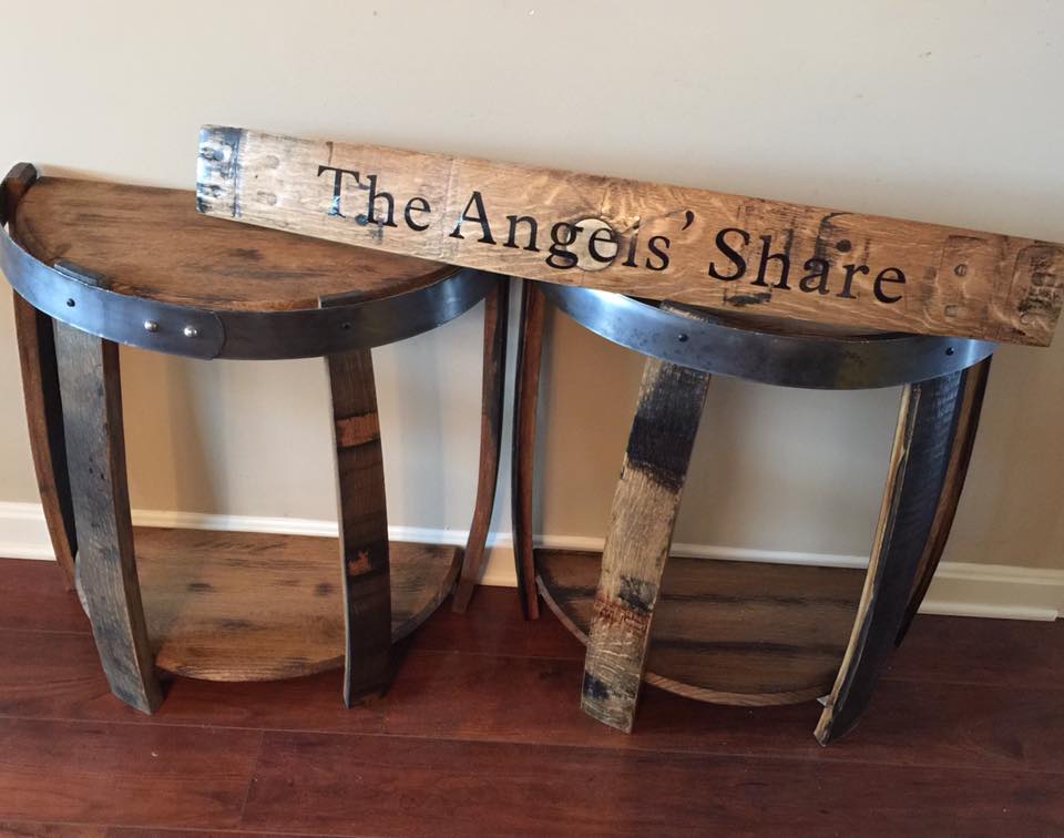 Half End Table Made from Authentic Whiskey Barrel