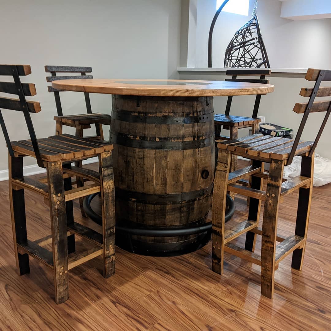 24 inches Whiskey Barrel Stave Bar Stools Made Entirely Of