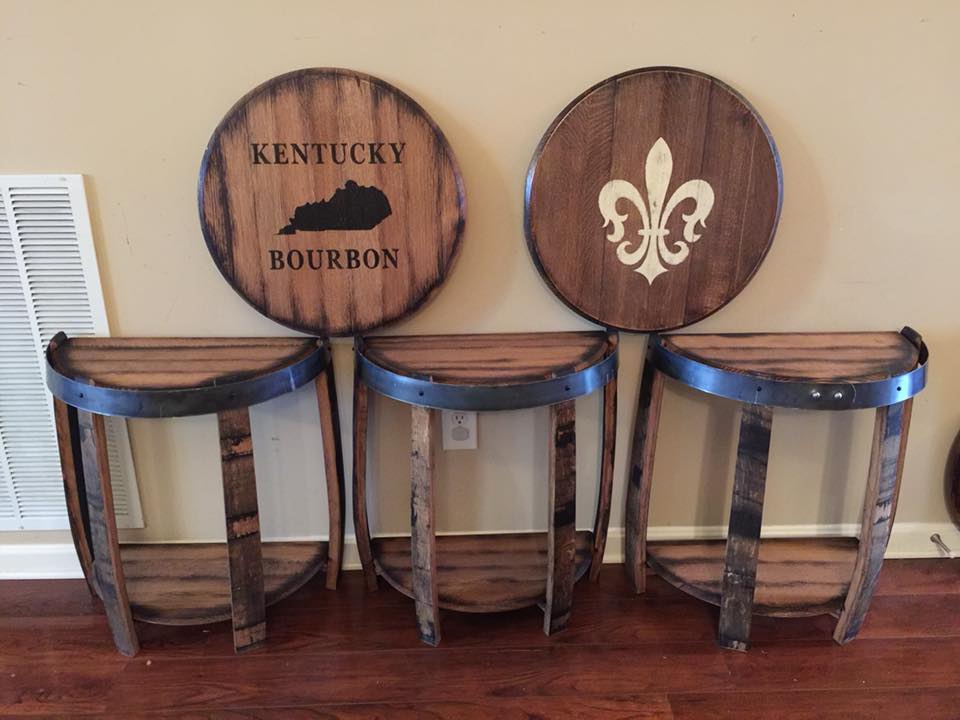 Half End Table Made from Authentic Whiskey Barrel