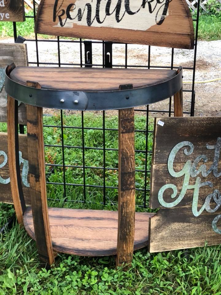 Half End Table Made from Authentic Whiskey Barrel