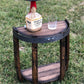 Half End Table Made from Authentic Whiskey Barrel