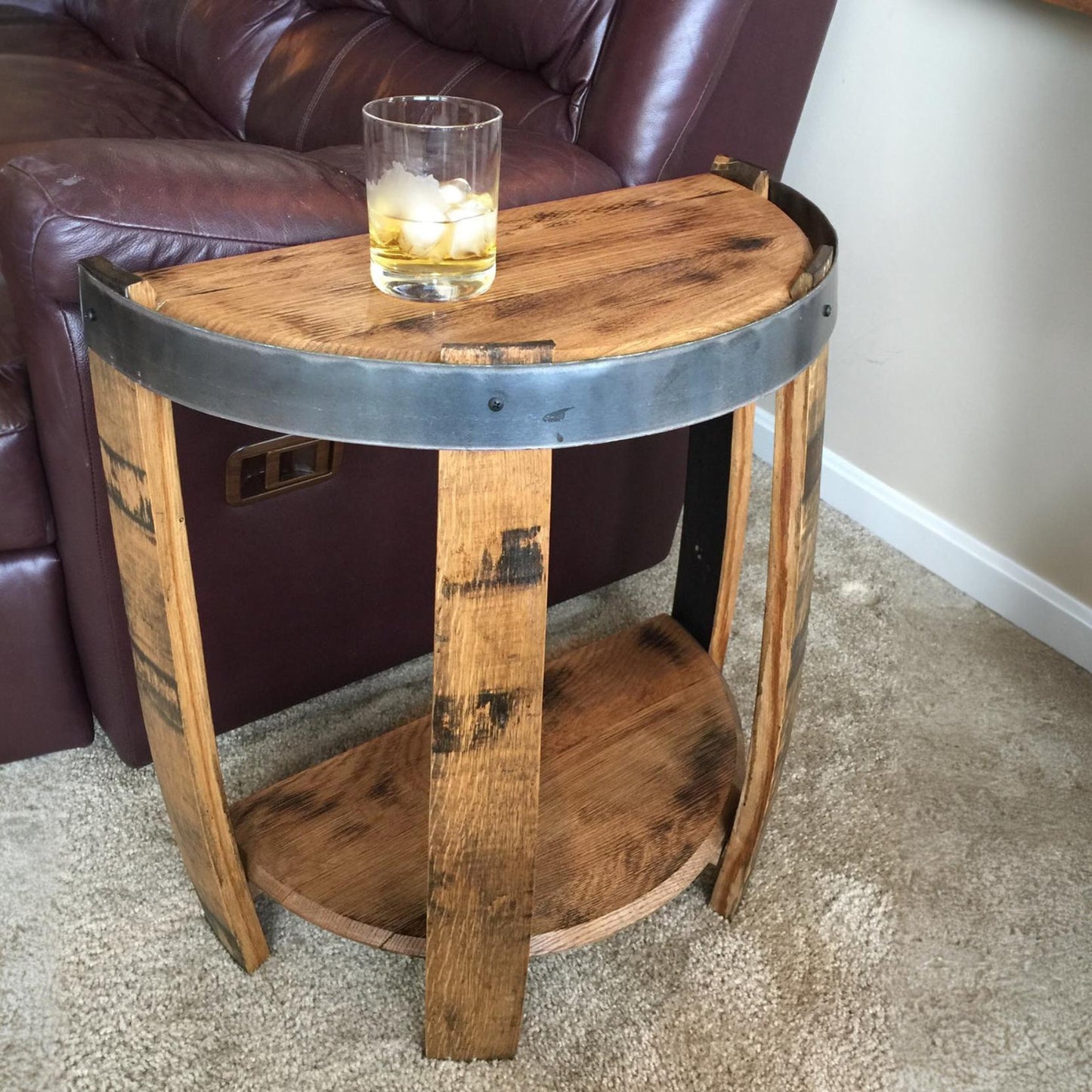 Bourbon Barrel Half End Table