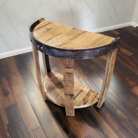 Bourbon Barrel Half End Table