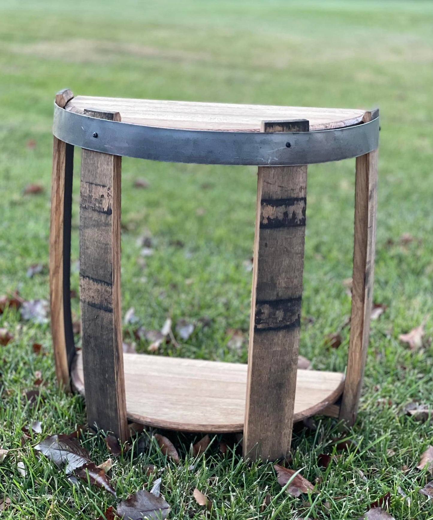 Bourbon Barrel Half End Table