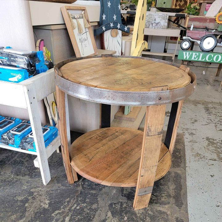 Whiskey Barrel End Table