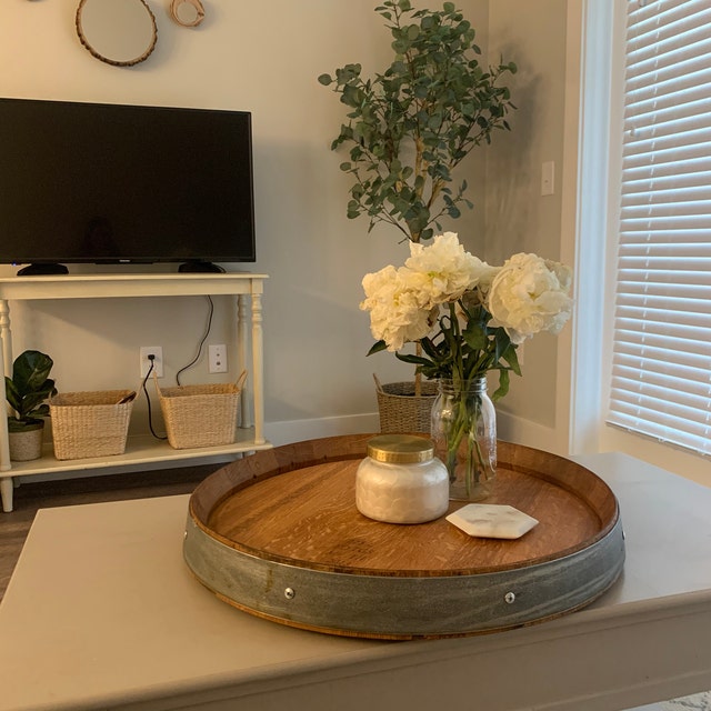 Wine barrel lazy susan