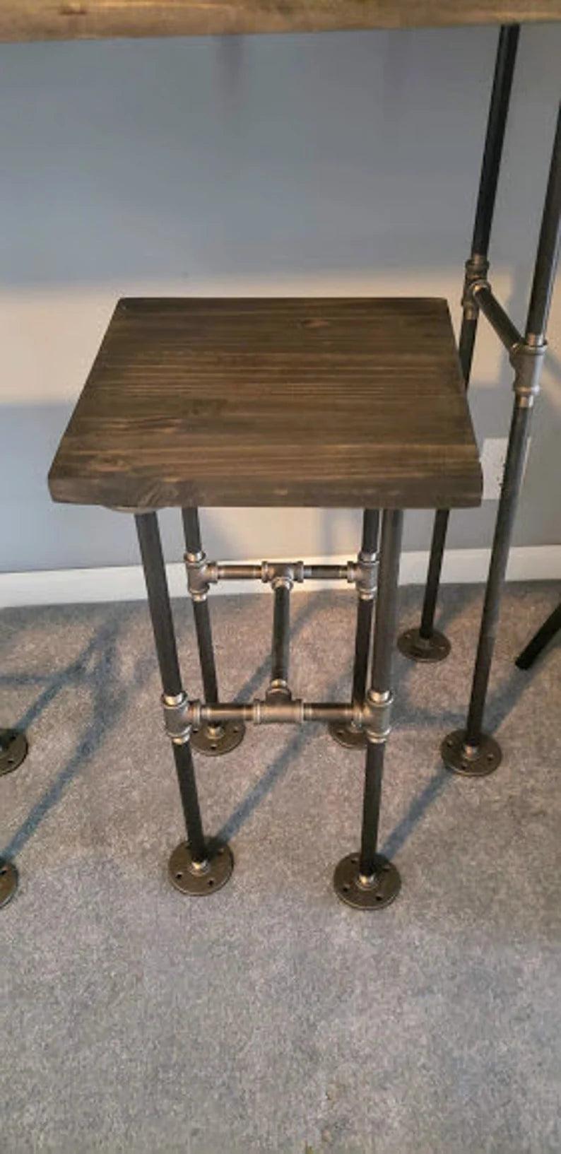 Industrial Pipe Bar Stools, Bar Stools - Woodartdeal