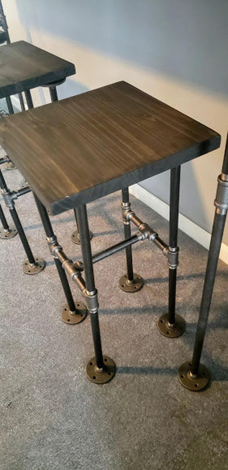 Industrial Pipe Bar Stools, Bar Stools - Woodartdeal