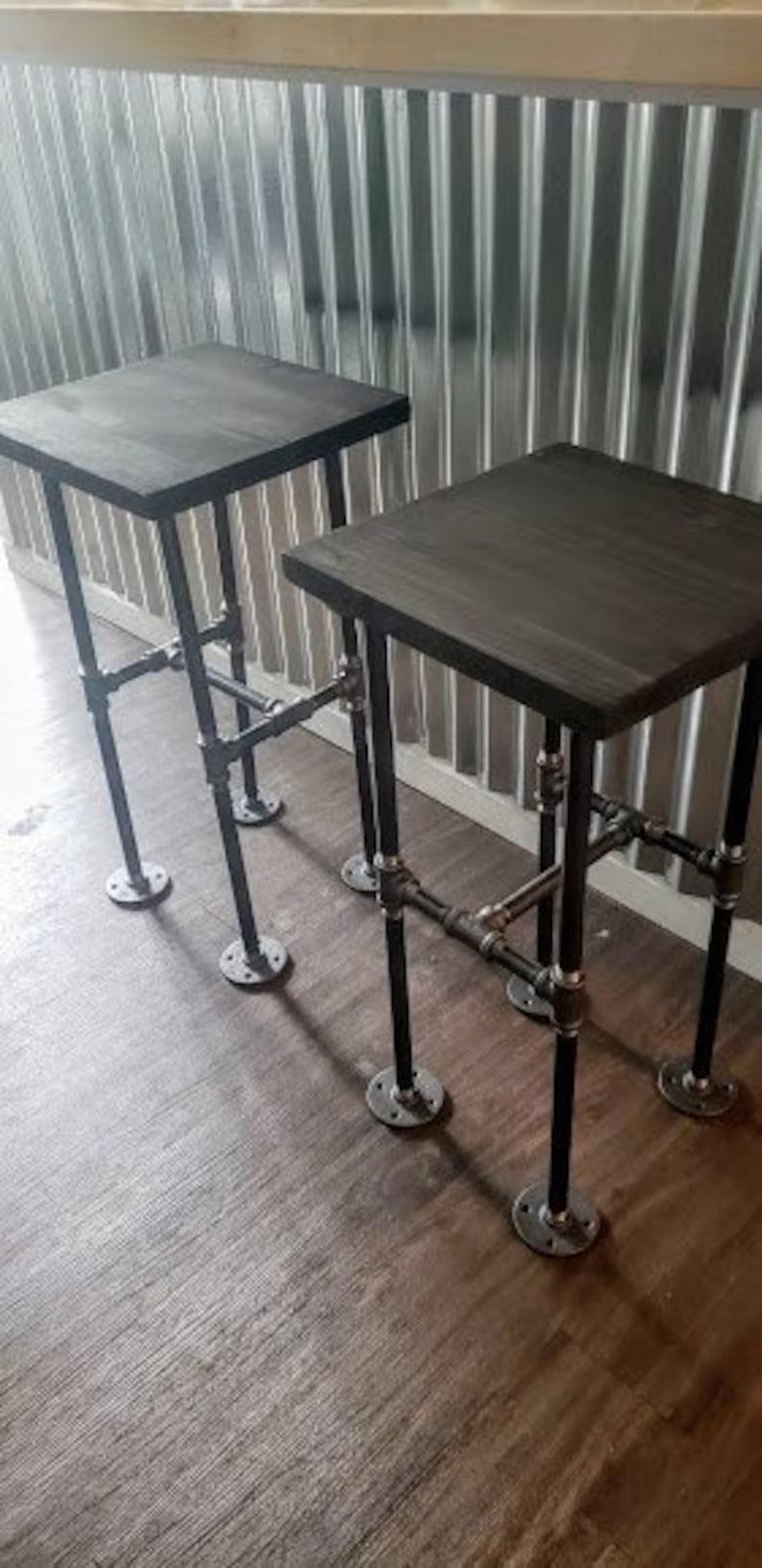 Industrial Pipe Bar Stools, Bar Stools - Woodartdeal